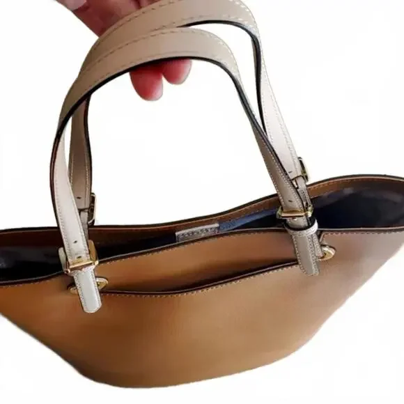 NWOT MICHAEL KORS Camel/Tan Jet Set Medium Tote w/6 pockets - Picture 4 of 9